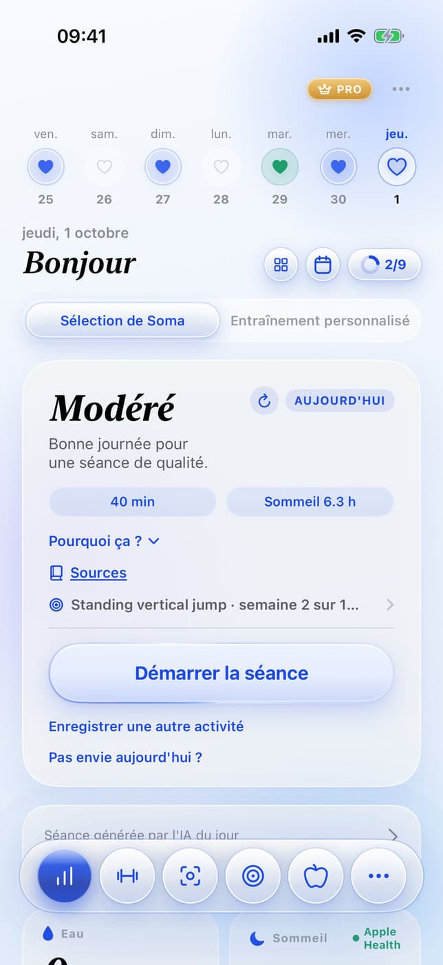Soma home: today's plan and widgets